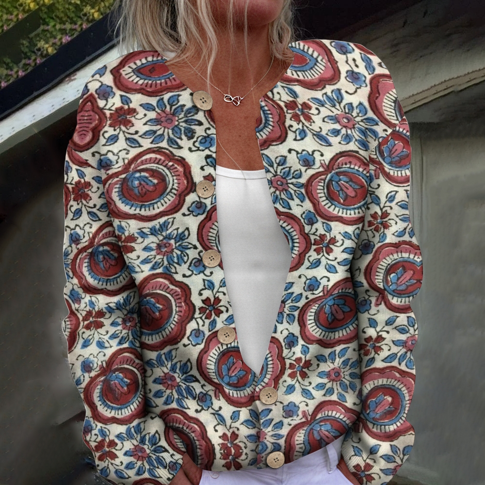 Women's Printed Casual Cardigan Sweater