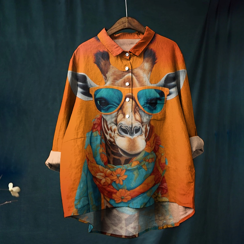 Women's Fun Giraffe Printed Casual Shirt