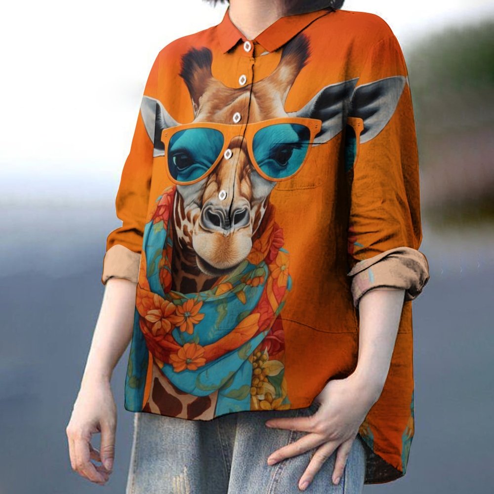 Women's Fun Giraffe Printed Casual Shirt