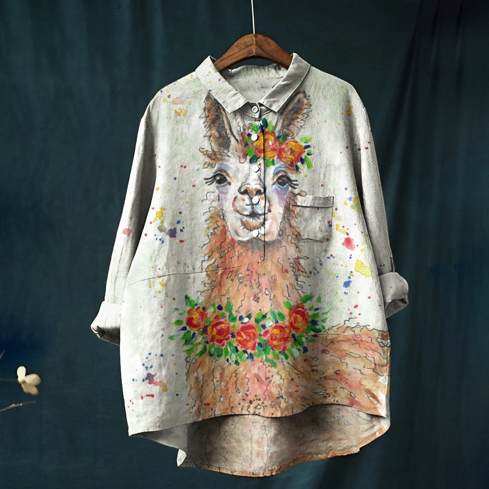 Women's  Cute Alpaca Printed Casual Shirt