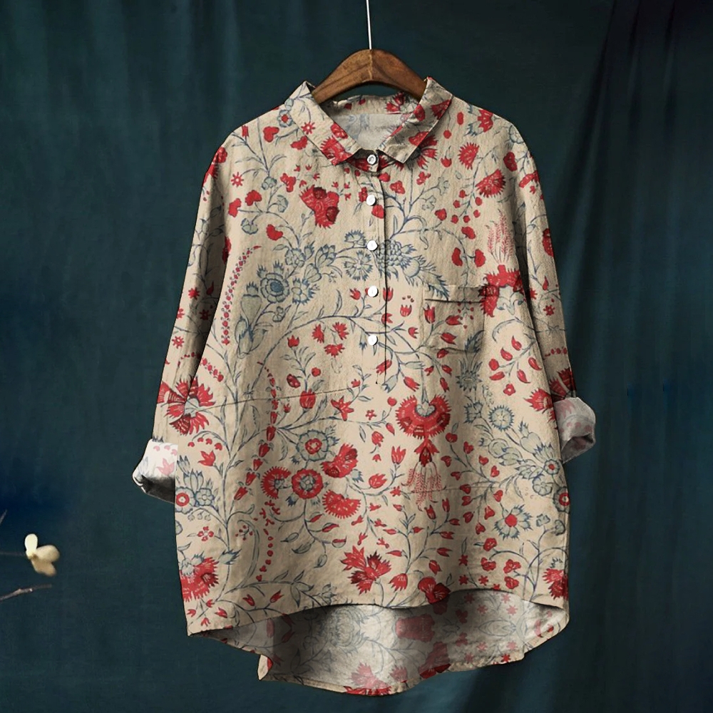 Women's Vintage Flower Printed Casual Shirt