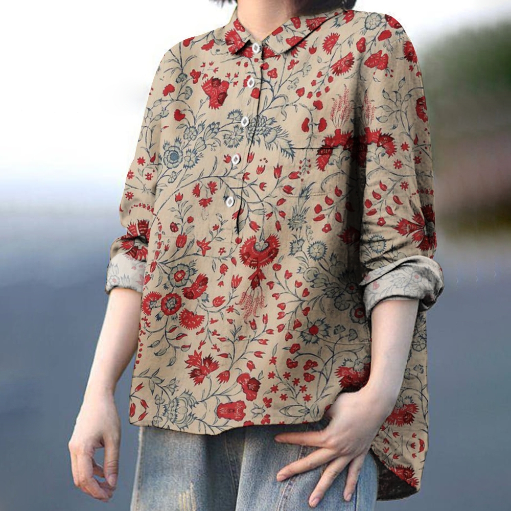 Women's Vintage Flower Printed Casual Shirt