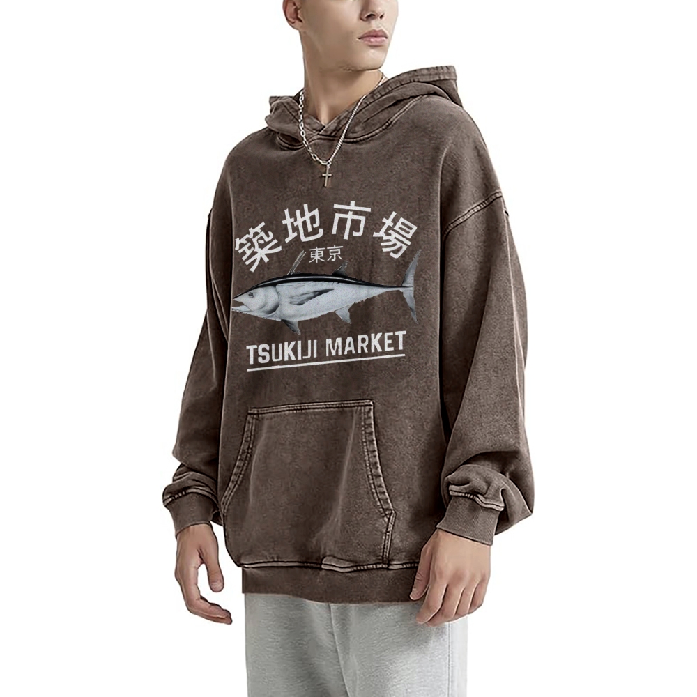 Unisex TSUKIJI MARKET Print Hoodies