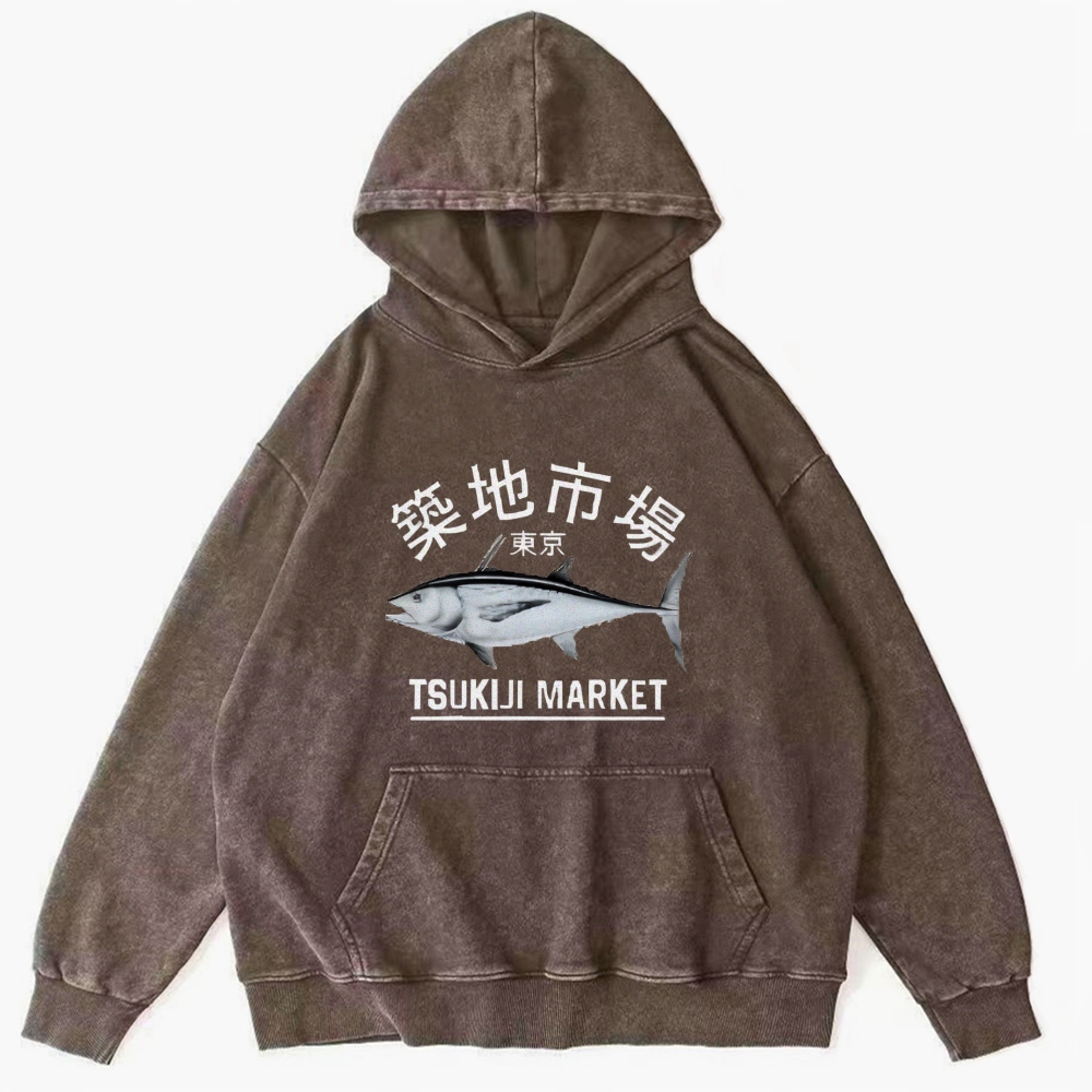 Unisex TSUKIJI MARKET Print Hoodies