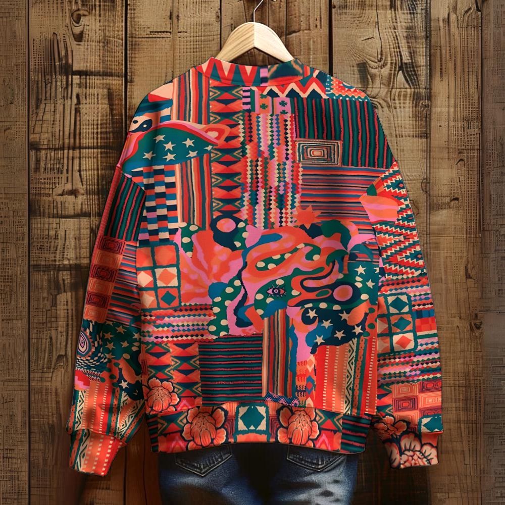 Unisex Abstract Art Geometry Printed Sweatshirt