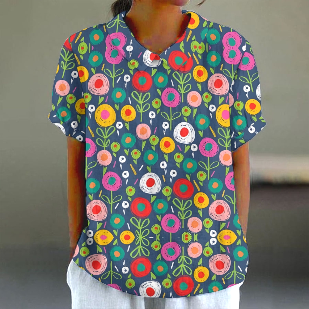 Women's Casual Printed Short Sleeve Shirt