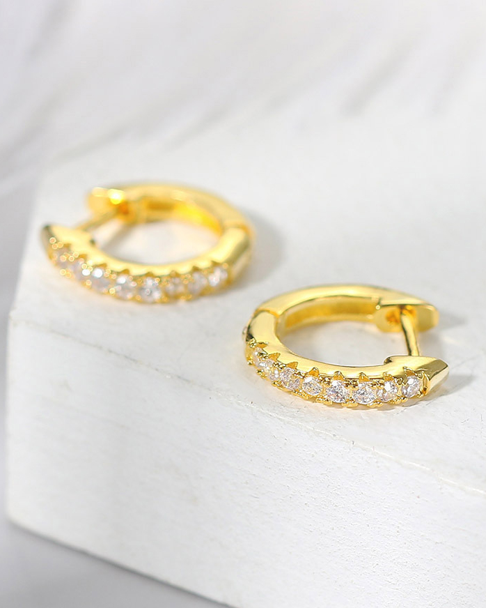 Simple Circle Micro-Paved Single Row Zircon Earrings