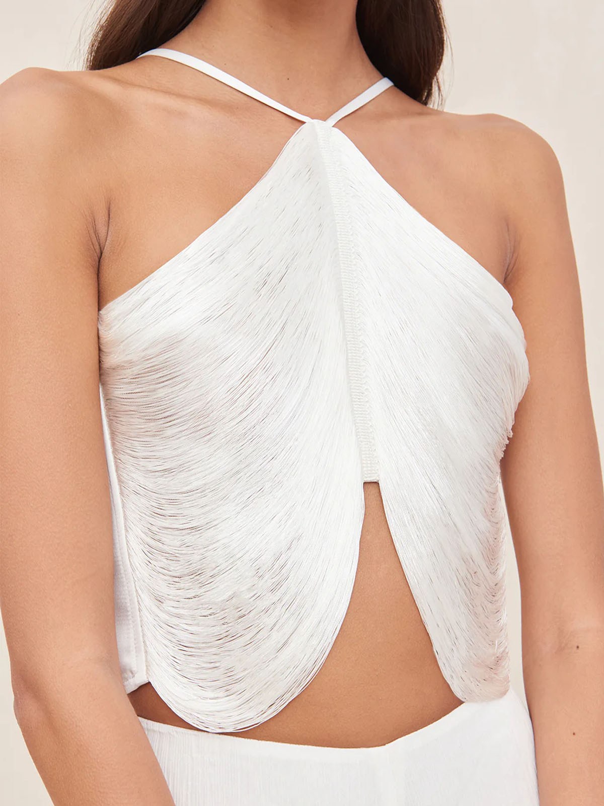 Halter Neck Beach Resort Party Fringed Top