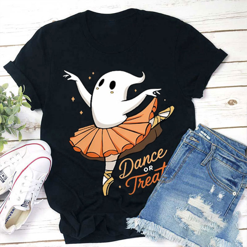 Dance Or Treat Ghost Halloween Teacher T-Shirt