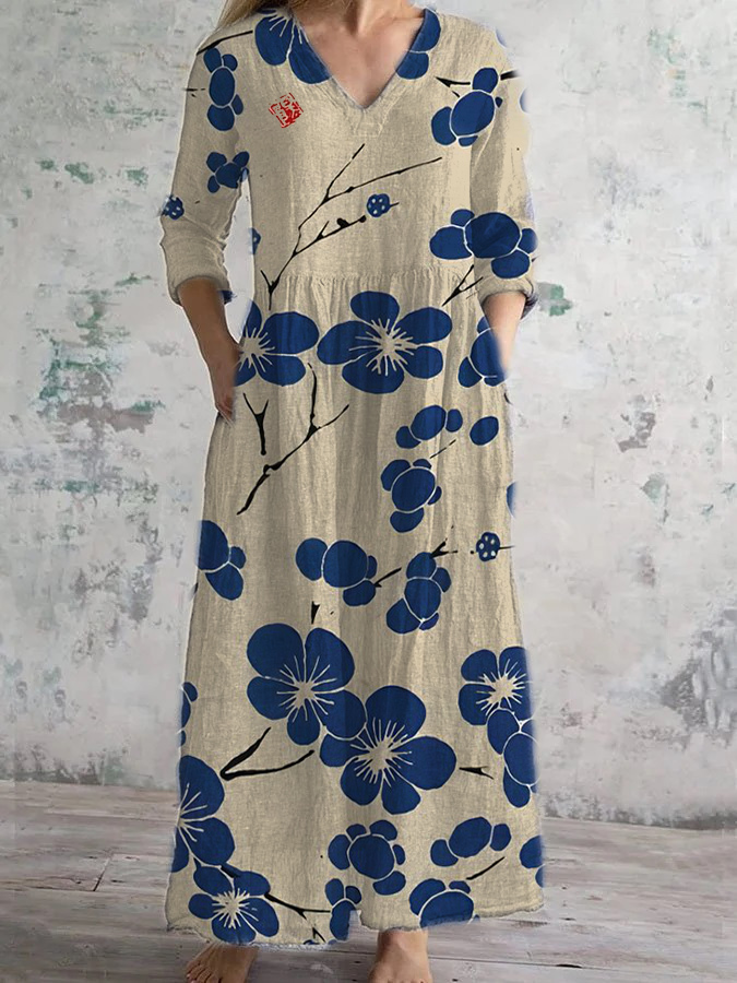 Women's Print V-Neck Dress