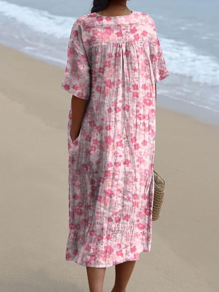 Ditsy Small Spring Floral Seamless Repeat Pattern Printed Women's Flowy Dress