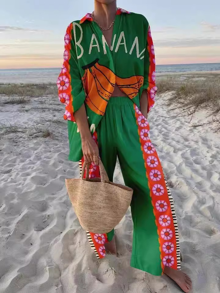 Funny Banana Print Two Piece Set