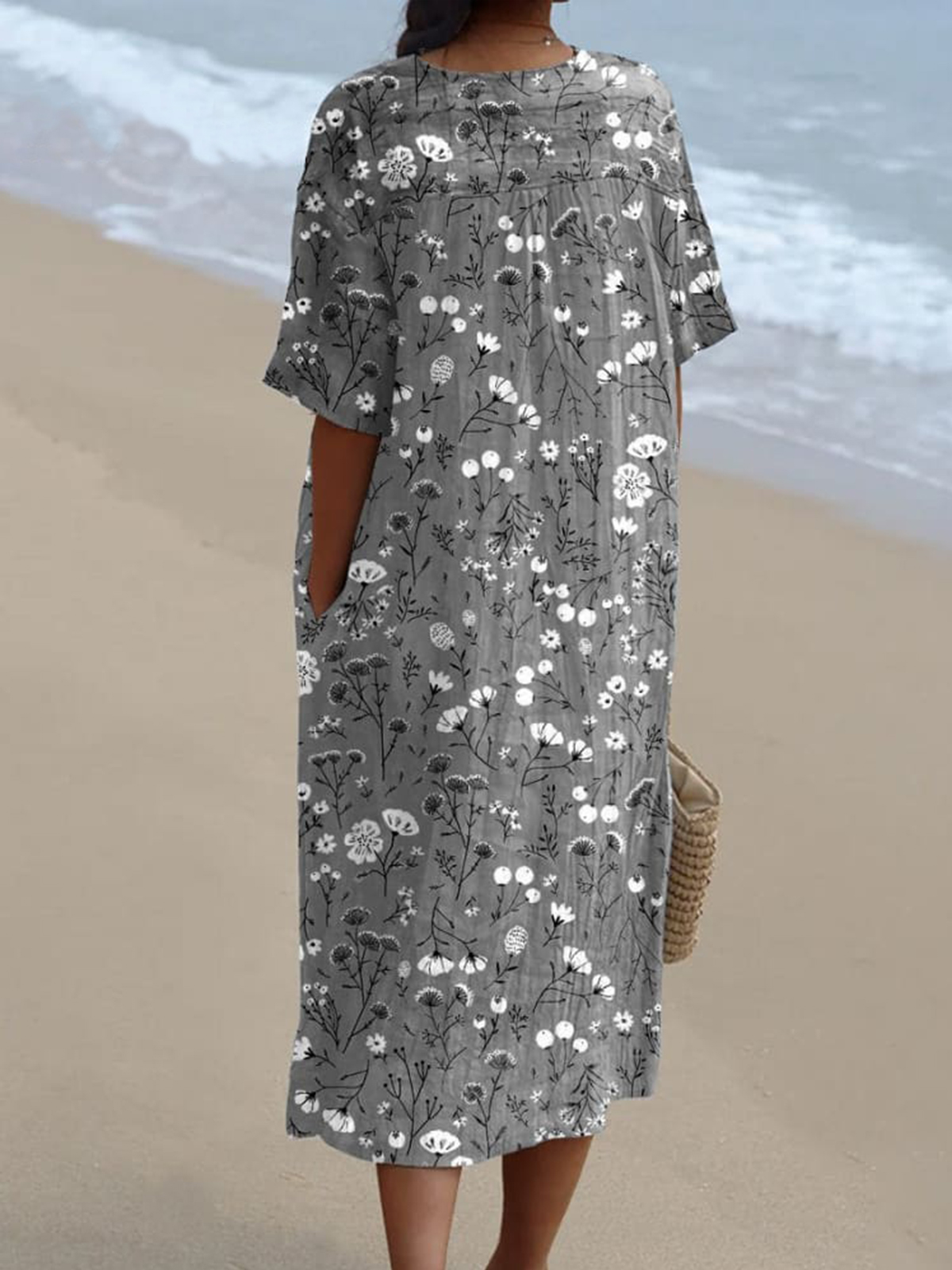 Women's Retro Flower Art Print  Casual Dress