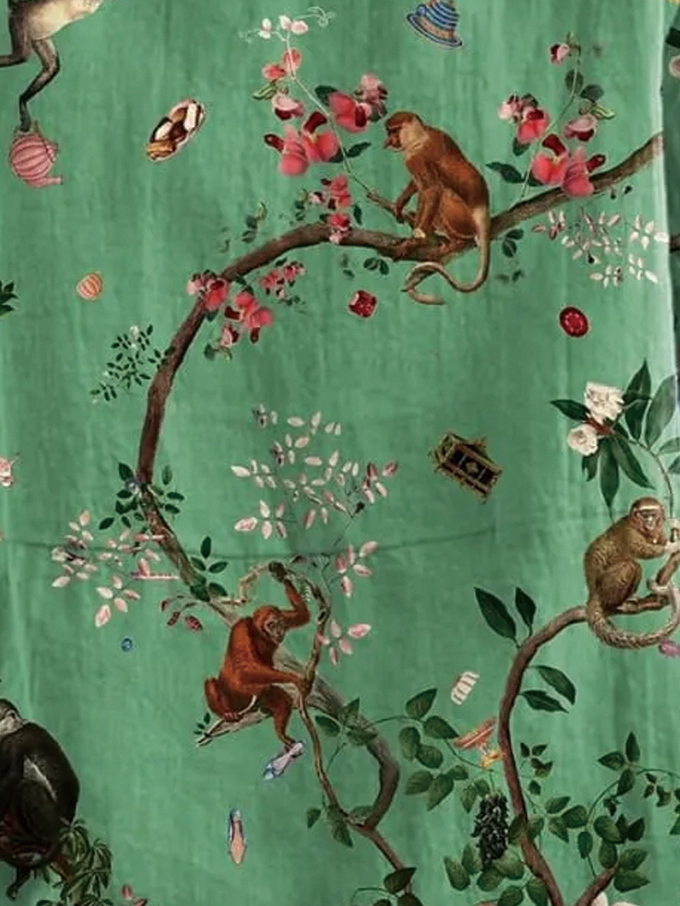 Women's Retro Monkey Flower Art Print Casual Cotton And Linen Shirt