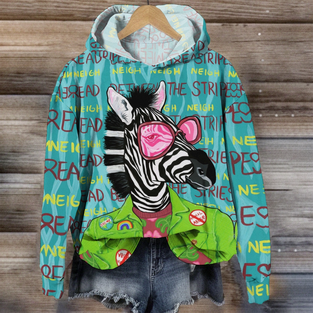 Funny Zebra Read Between The Stripes Printed Casual Clothes