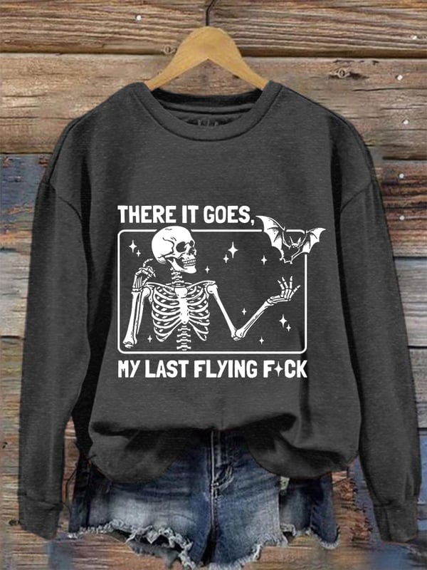 Women's Halloween There It Goes My Last Flying F*ck Print Crew Neck Sweatshirt