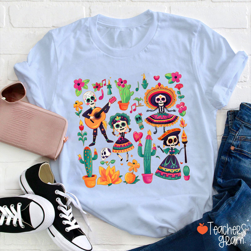 Day Of The Dead Floral Spanish Teacher T-Shirt