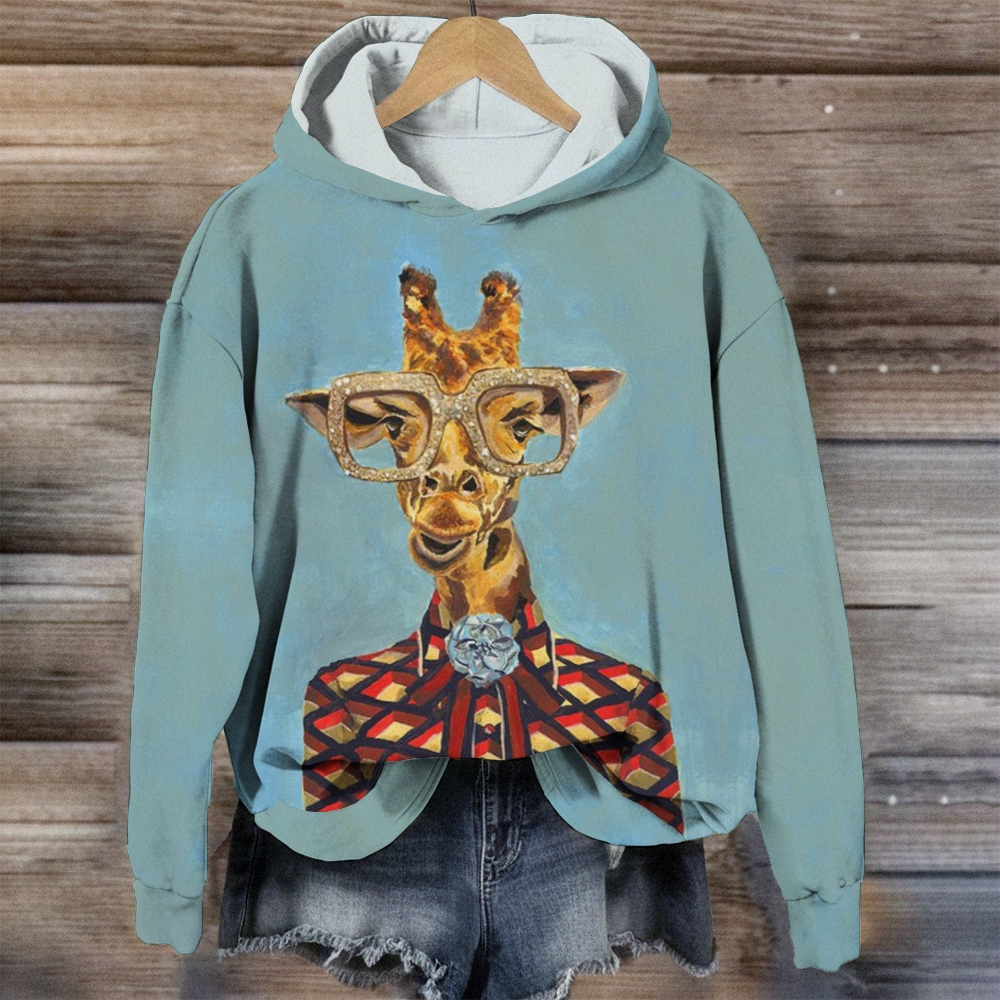 Funny Giraffe In Glasses Printed Casual Clothes