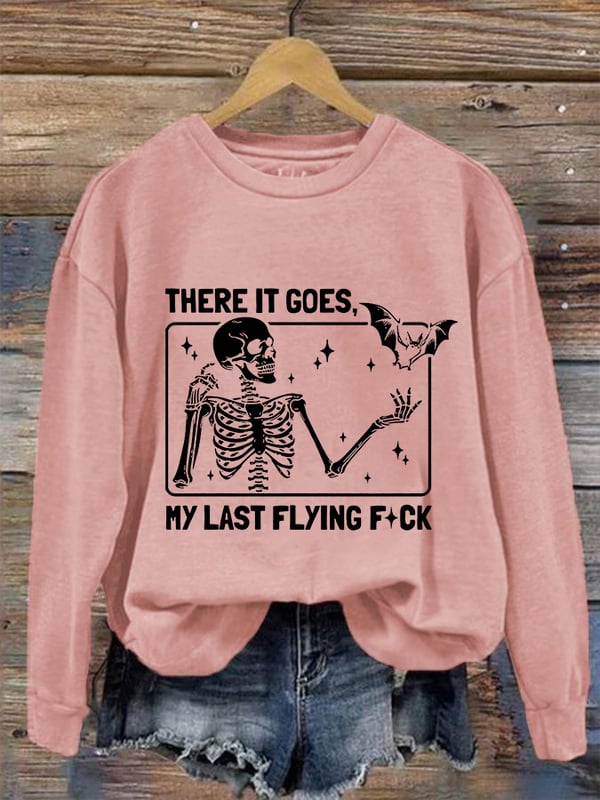 Women's Halloween There It Goes My Last Flying F*ck Print Crew Neck Sweatshirt