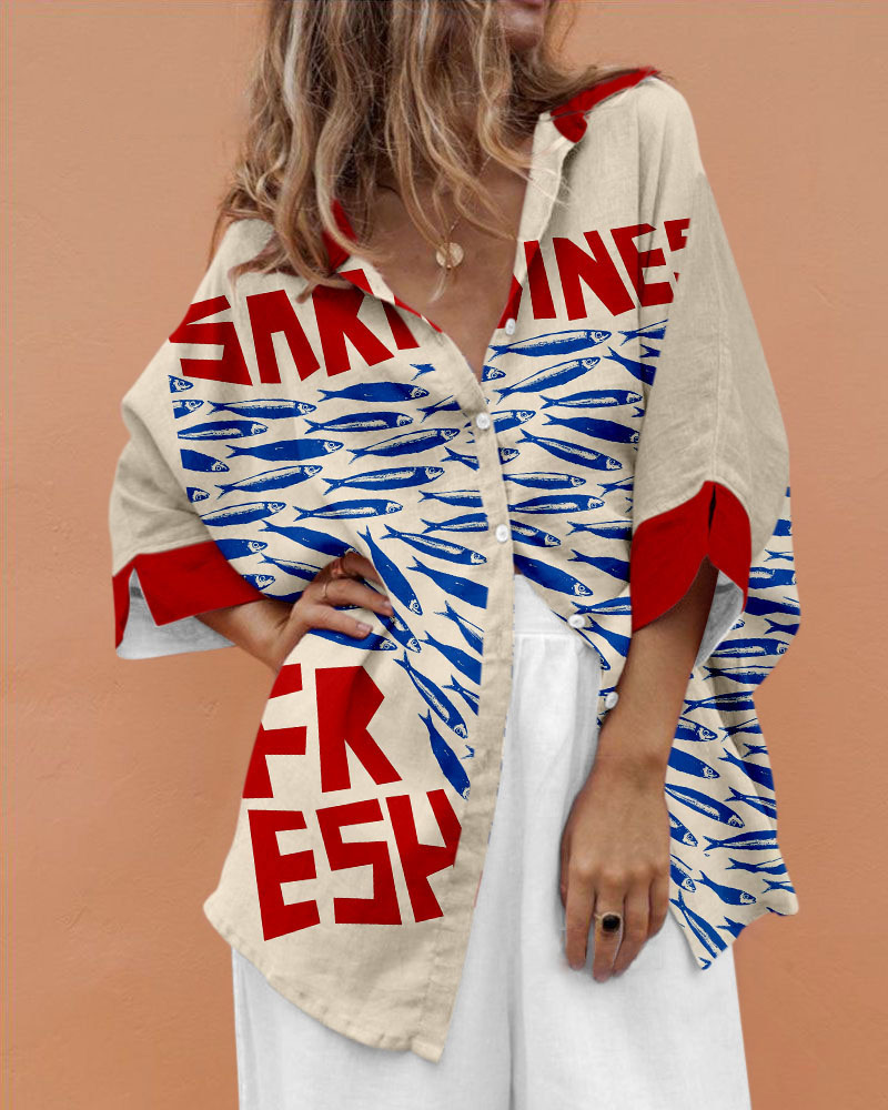 Vintage sardine print shirt