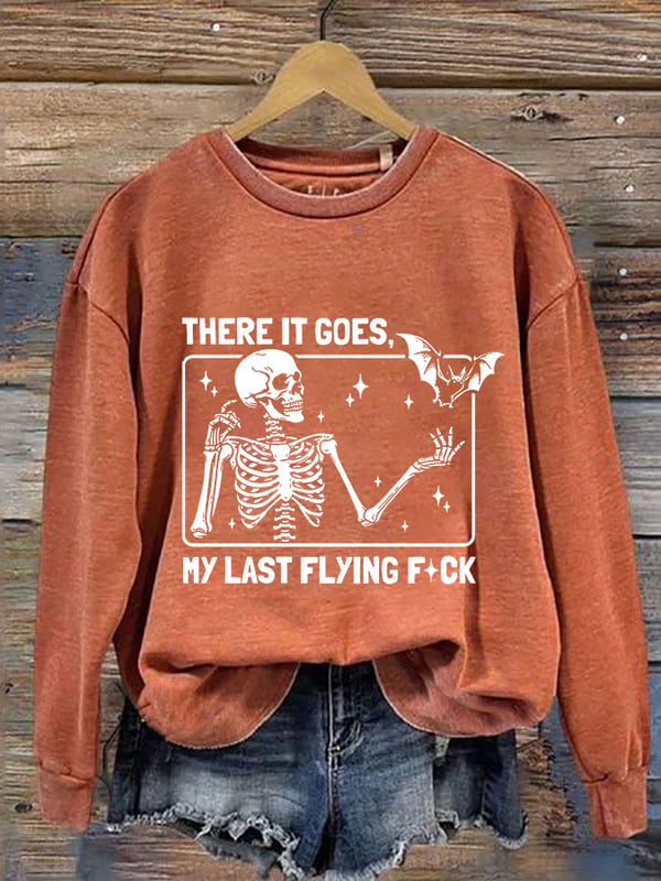 Women's Halloween There It Goes My Last Flying F*ck Print Crew Neck Sweatshirt