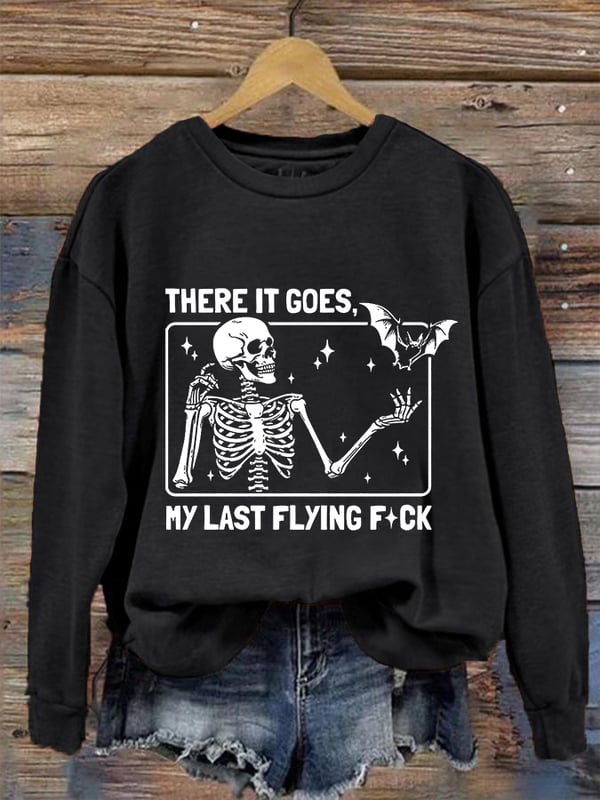 Women's Halloween There It Goes My Last Flying F*ck Print Crew Neck Sweatshirt