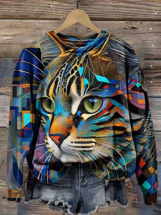 3D Fun and cute Cat art Sweatshirt