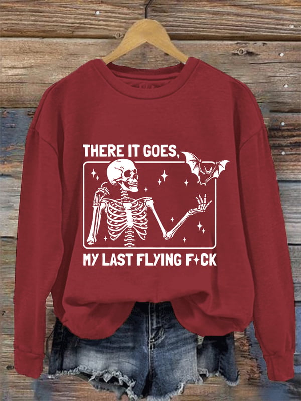 Women's Halloween There It Goes My Last Flying F*ck Print Crew Neck Sweatshirt