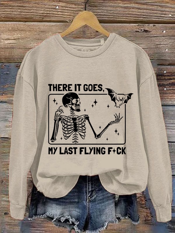 Women's Halloween There It Goes My Last Flying F*ck Print Crew Neck Sweatshirt