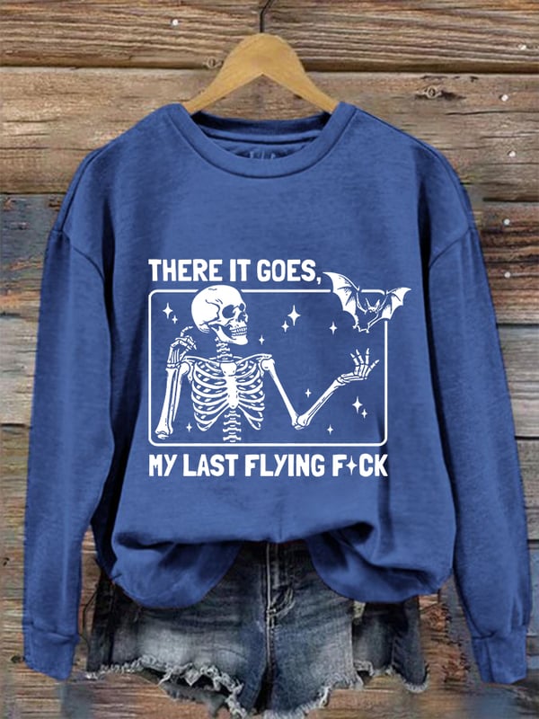 Women's Halloween There It Goes My Last Flying F*ck Print Crew Neck Sweatshirt