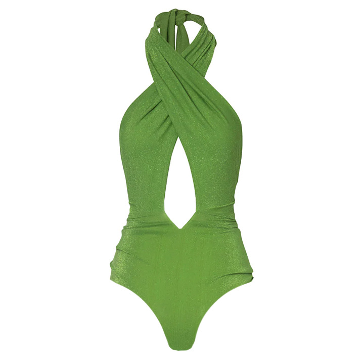 High Collar Halter Neck Hollow One Piece And Skirt