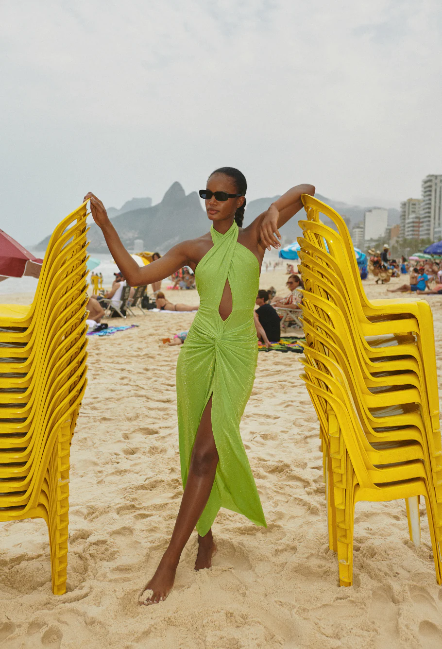 High Collar Halter Neck Hollow One Piece And Skirt