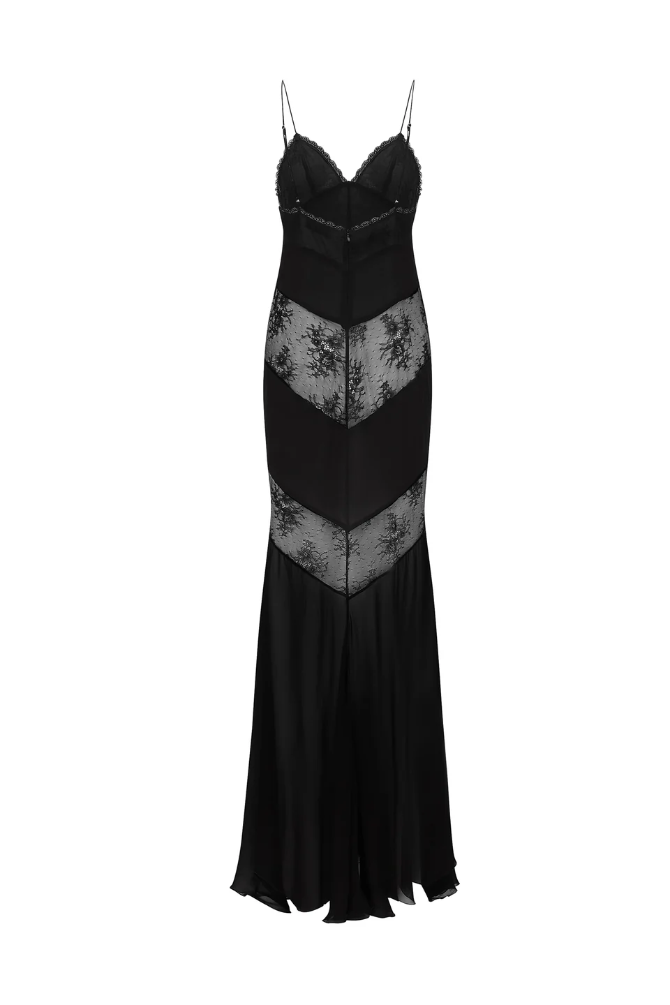 Sheer Black And Delicate Lace Patchwork Dress