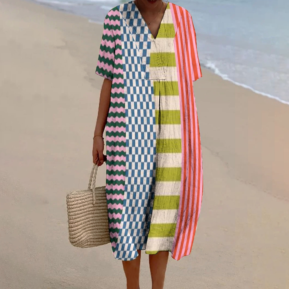 Block Stripe Colorblock Print Casual Clothes