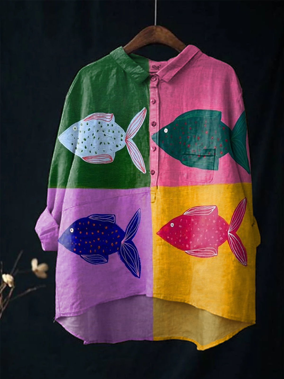 Women's Print Casual Cotton And Linen Shirt