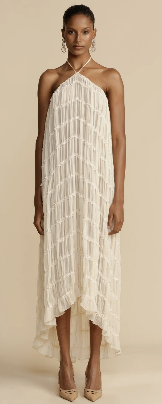 Versatility and Vintage Charm Pleated Drawstring Waist Tiered Maxi Skirt
