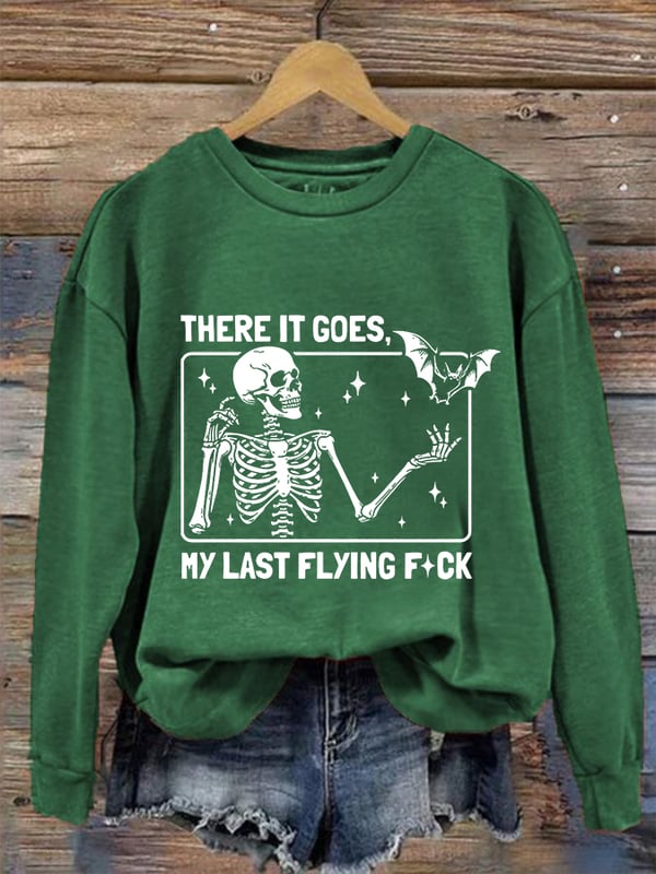 Women's Halloween There It Goes My Last Flying F*ck Print Crew Neck Sweatshirt