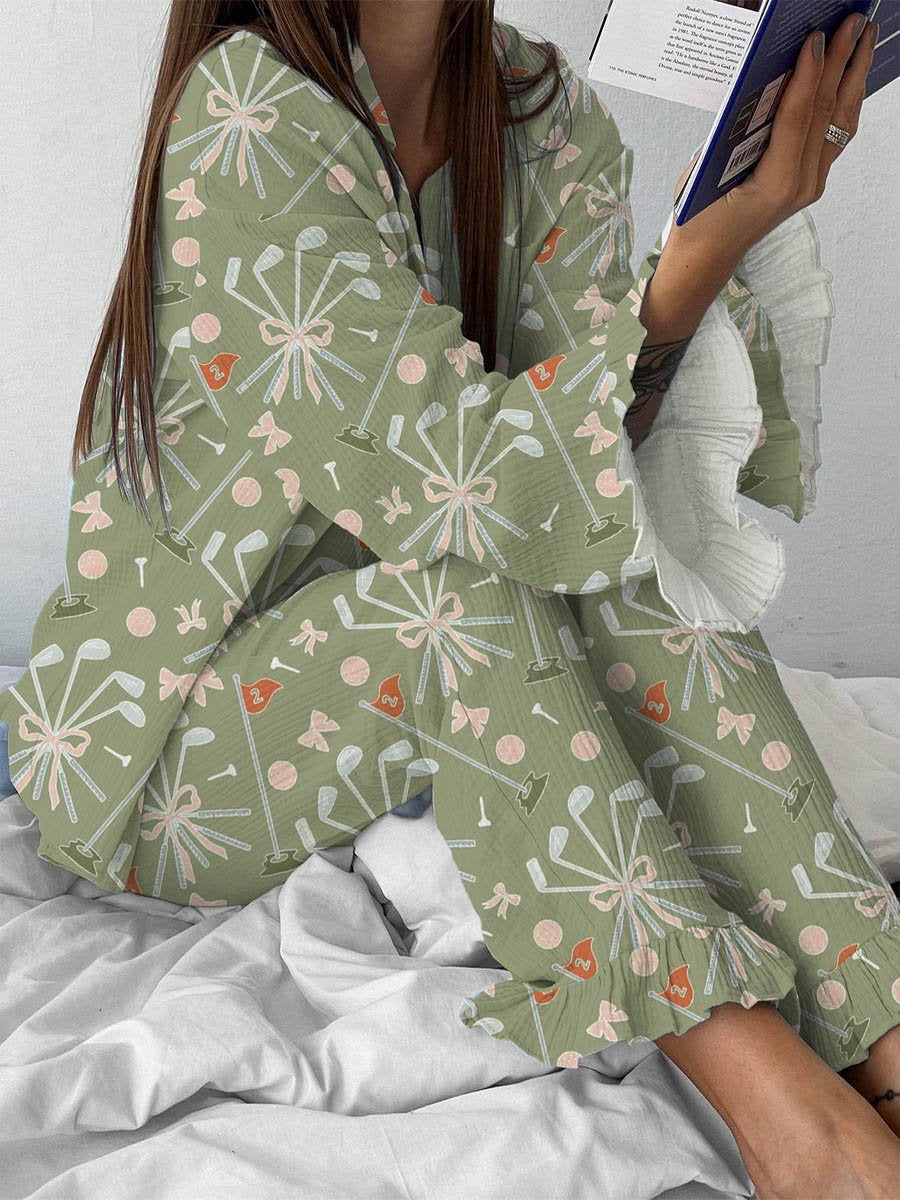 Women's Pink Bow Floral Pattern Round Neck Long Sleeve Sweatshirt