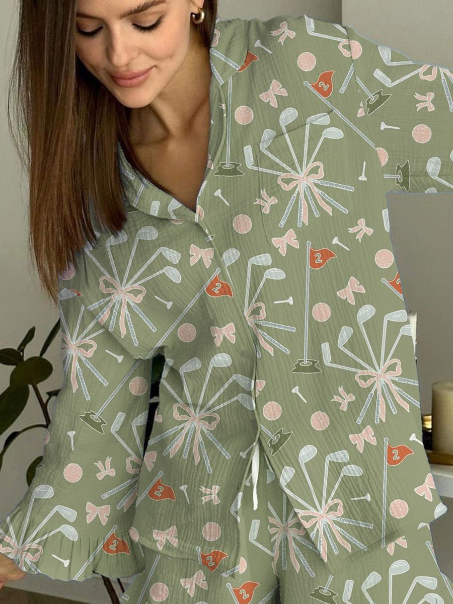 Women's Pink Bow Floral Pattern Round Neck Long Sleeve Sweatshirt