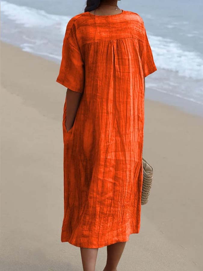 Women's Vintage Lovely Fish Art Print Flowy Dress