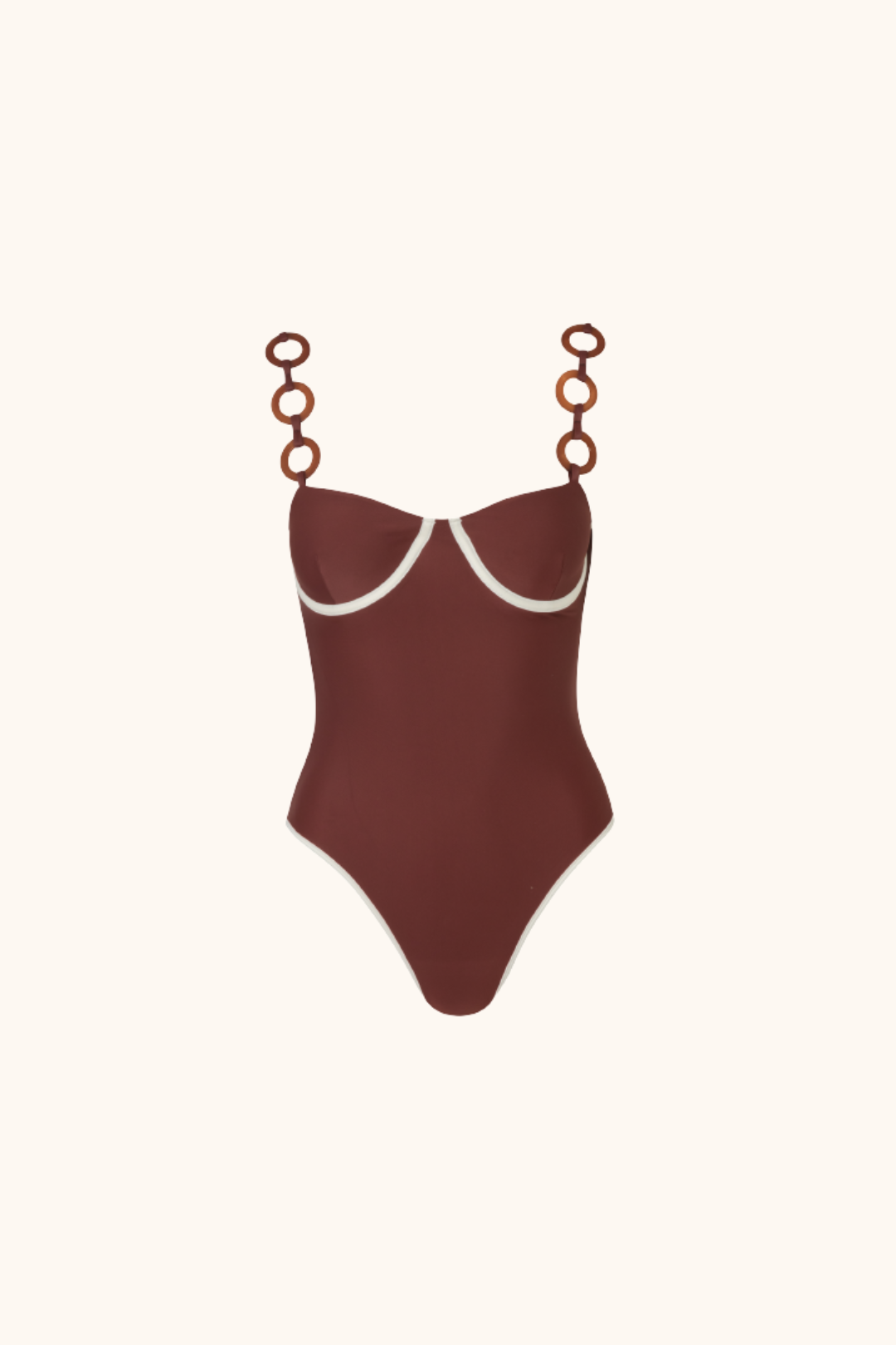 Circle Shoulder Strap Design Solid Color One-piece Swimsuit Sets 2024