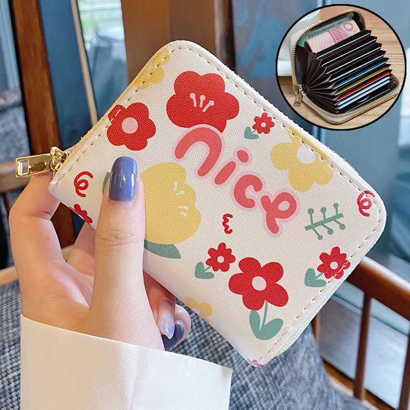 girl's pu wallet : nice flower