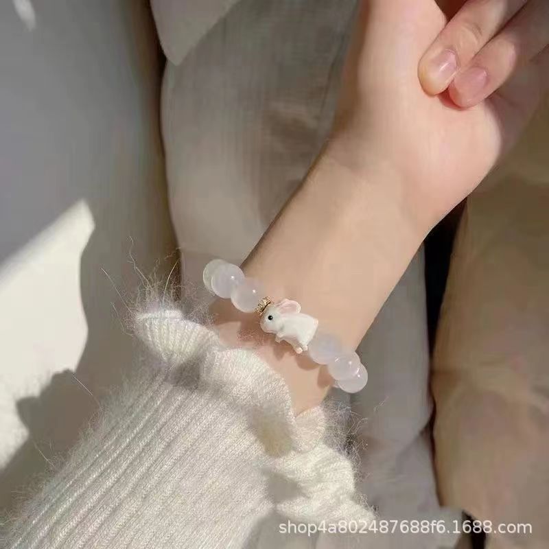 10 pcs girl's glass wristband : rabbit