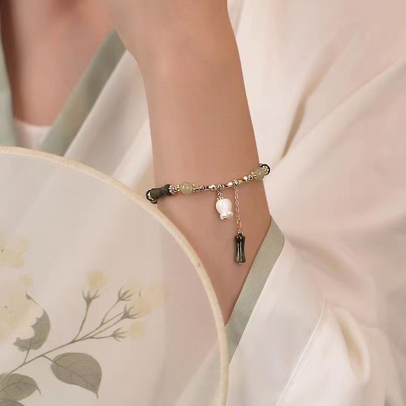 5 pcs girl's jade wristband : bamboo style