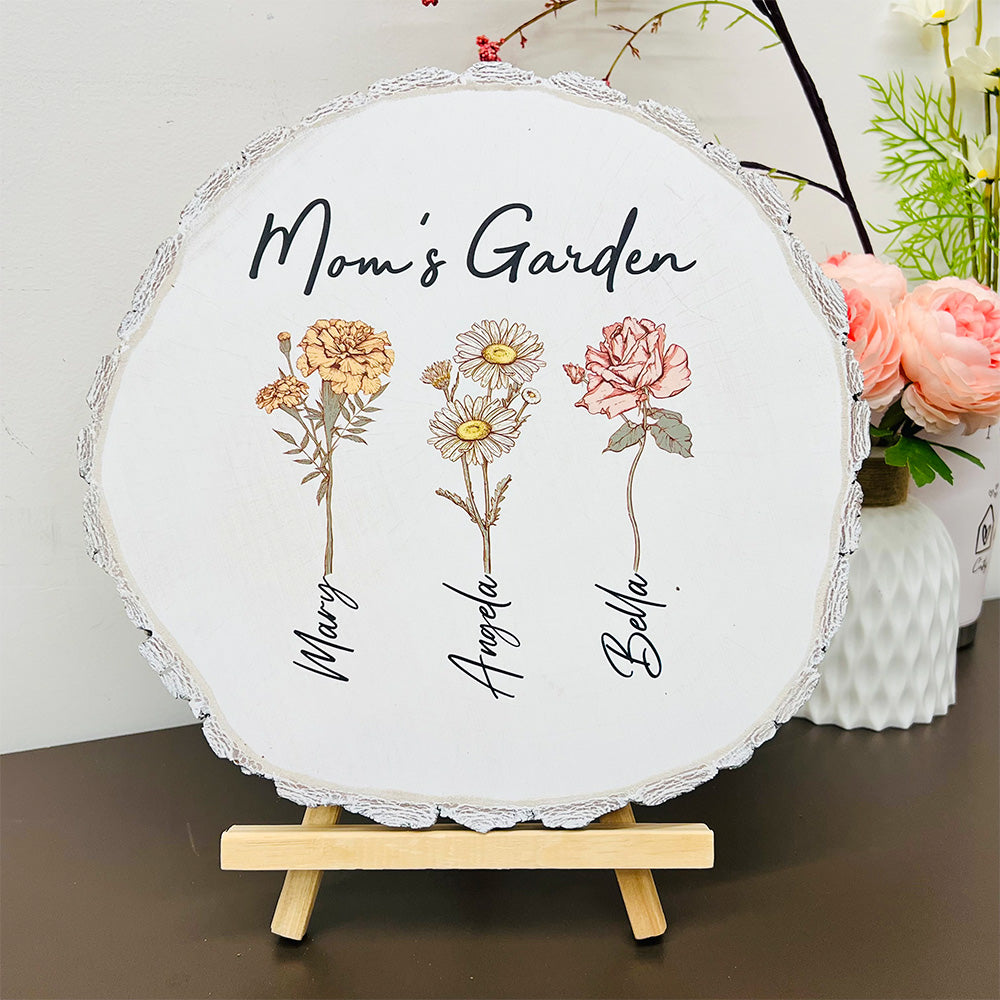 50%OFF ?? Mom's Garden is Her Children Custom Natural Wood Slice With Name