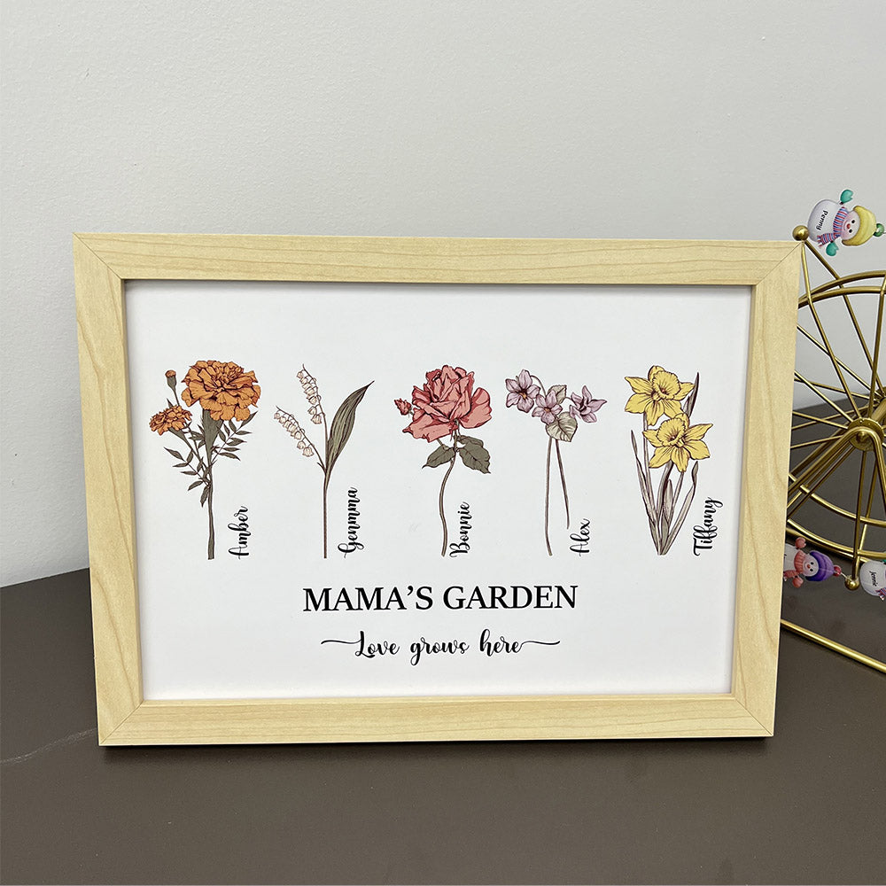Mom's Garden is Her Children Customized Names Art Print Frame