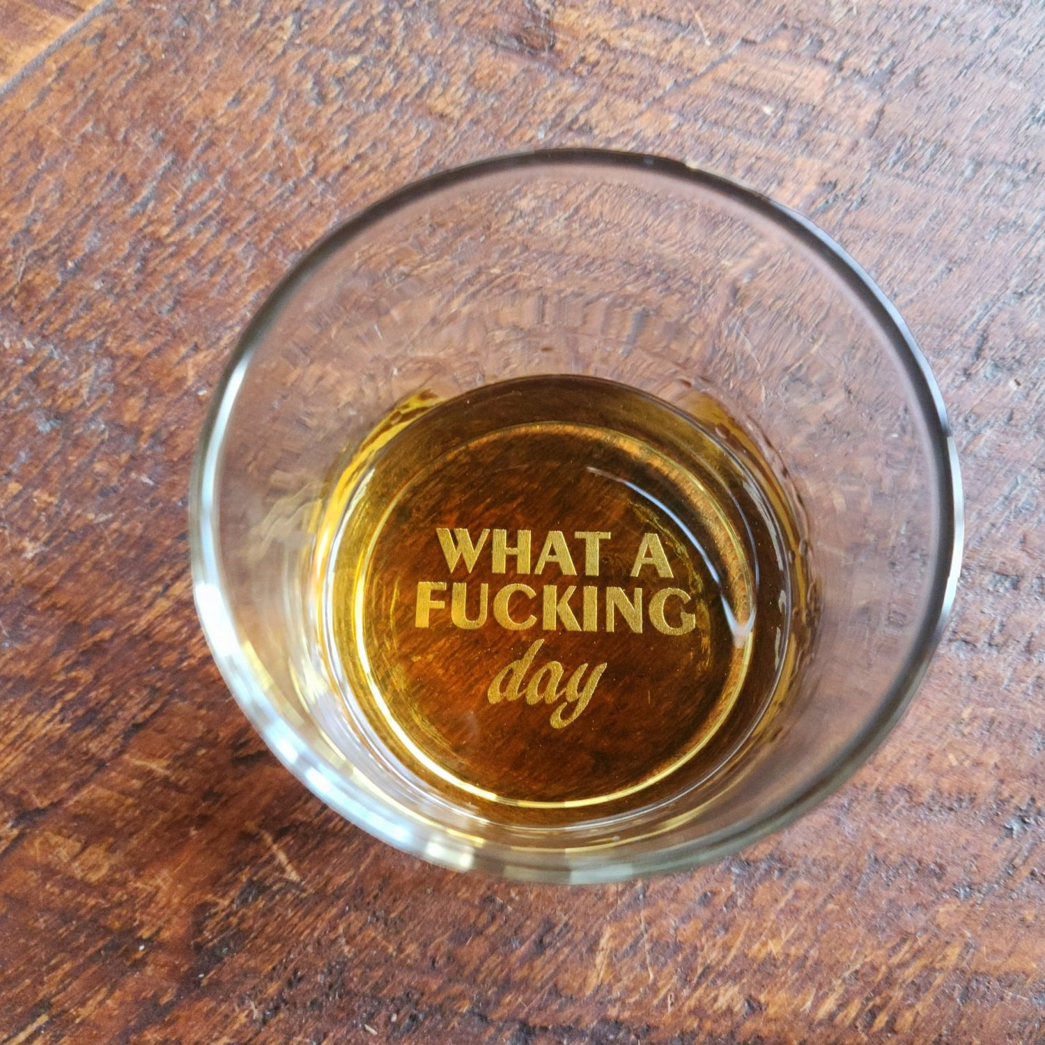 Funny Whiskey Glass What a Fucking Day Christmas Birthday Gift for Grandpa Dad