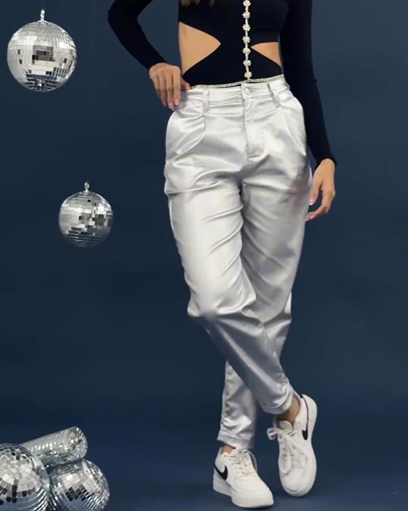 Pantalones de cuero de moda casual cónicos