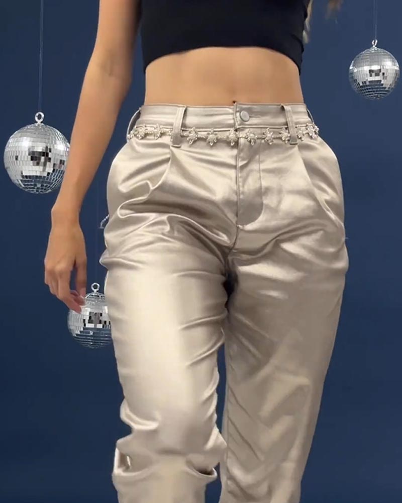 Pantalones de cuero de moda casual cónicos