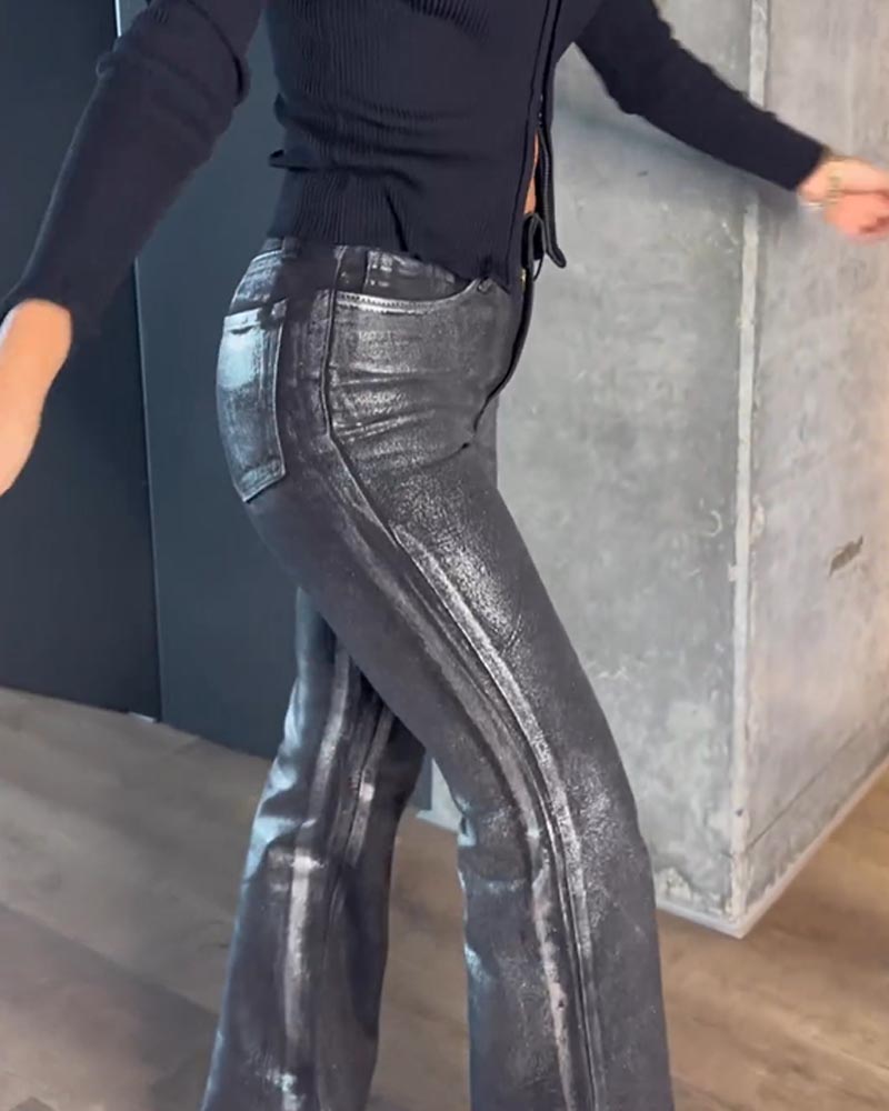 Vaqueros negros plateados metalizados